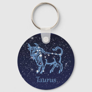 Taurus Constellation & Zodiac-tecken med stjärnor Nyckelring