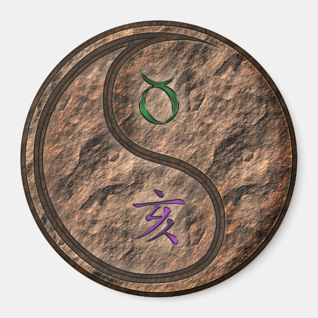 Taurus & Earth Boar Magnet (Framsidan)