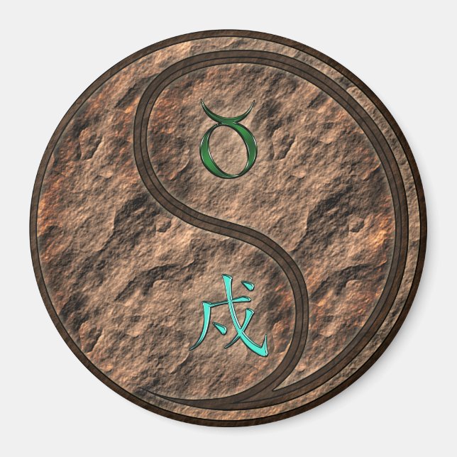 Taurus & Earth Dog Magnet (Framsidan)