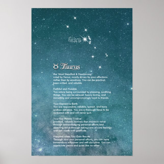 Taurus-egenskaper Poster (Framsidan)