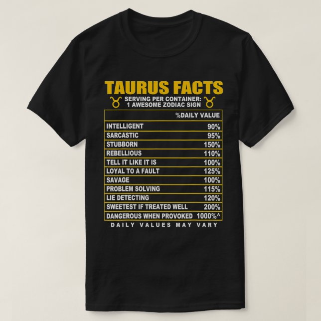 Taurus Facts T Shirt (Design framsida)