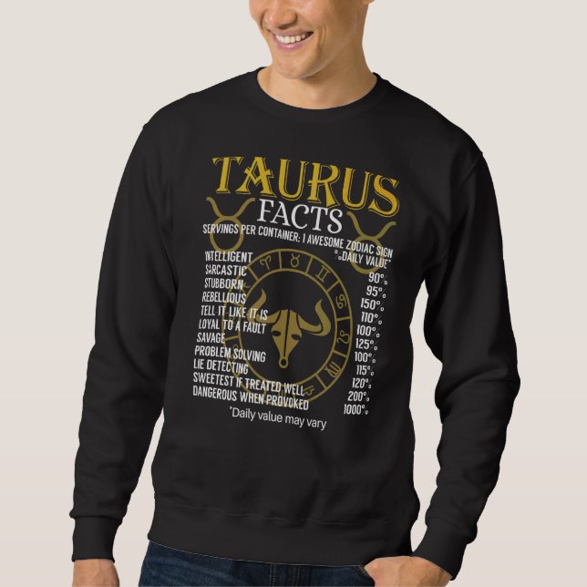 Taurus Facts Zodiac-tecken Lång Ärmad Tröja (Framsida)
