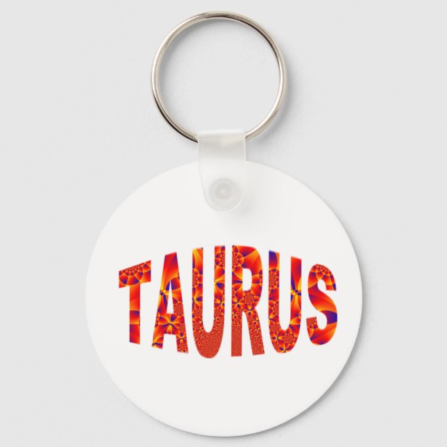 Taurus - Firey Orange Gult Blue Nyckelring (Framsida)