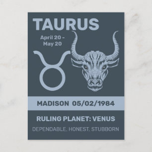 Taurus för eget namn/textzodiactecken vykort