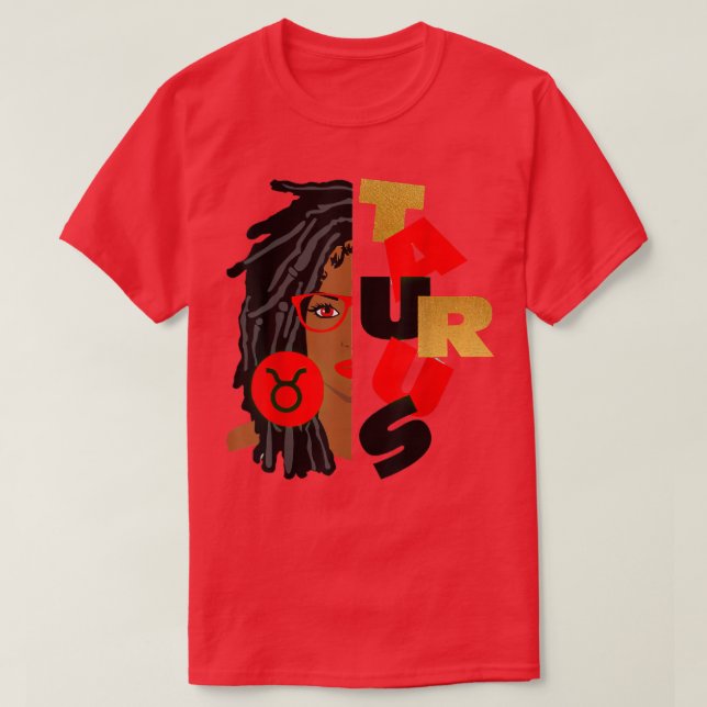 Taurus Girl Afro Locs Girl Zodiac Signs Birthday G T Shirt (Design framsida)