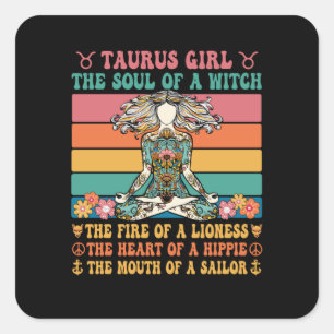 Taurus Girl Astrology-tecken Fyrkantigt Klistermärke