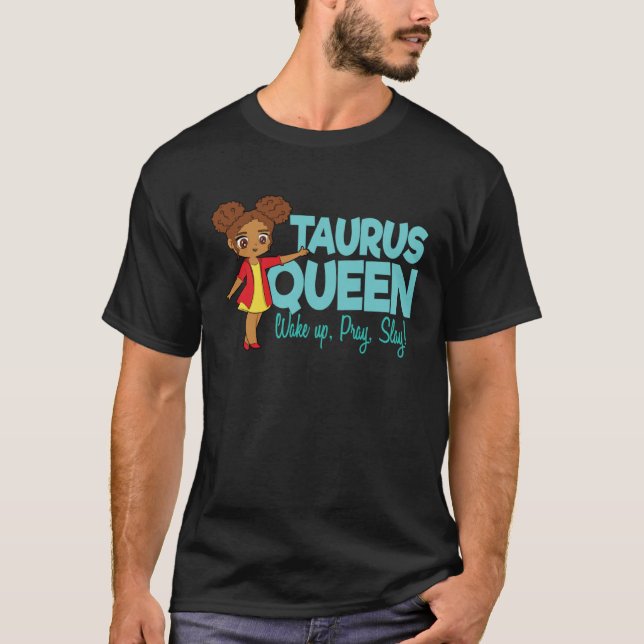 Taurus Girl Black Queen Black Women Afro Zodiac T Shirt (Framsida)