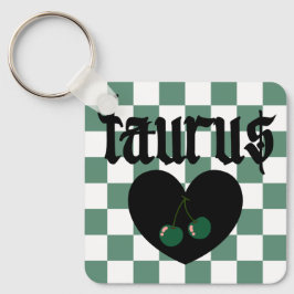 Taurus Gothic Aesthetic Checkered Cherry Design Nyckelring