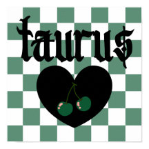 Taurus gotiic Aestthetic Checkered Cherry Art