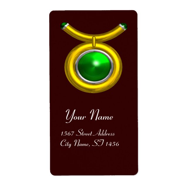 TAURUS/GRÖNT EMERALD GULD ZODIAC BIRTHDAY JEWEL FRAKTSEDEL (Framsidan)
