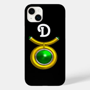 TAURUS /GULD,GRÖNT EMERALD ZODIAC JEWEL MONOGRAM