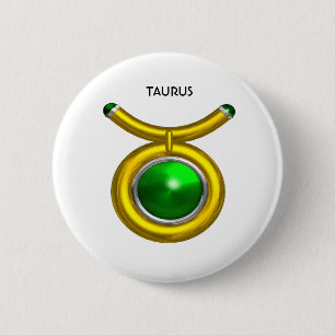 TAURUS /GULD,GRÖNT EMERALD ZODIAC SIGN JEWEL KNAPP