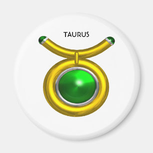 TAURUS /GULD,GRÖNT EMERALD ZODIAC SIGN JEWEL MAGNET