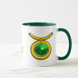 TAURUS /GULD,GRÖNT EMERALD ZODIAC SIGN JEWEL MUGG