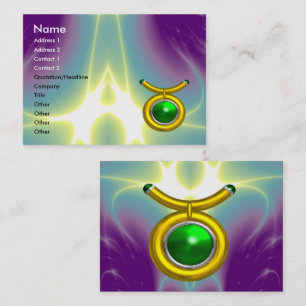 TAURUS /GULD,GRÖNT EMERALD ZODIAC SIGN JEWEL VISITKORT