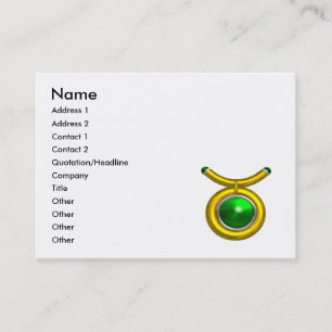 TAURUS GULD ZODIAC JEWEL Emerald Grönt White Visitkort