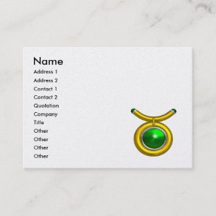 TAURUS GULD ZODIAC JEWEL Grönt Emerald Black White Visitkort
