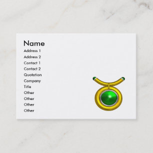 TAURUS GULD ZODIAC JEWEL Grönt Emerald Black White Visitkort