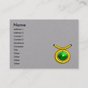 TAURUS GULD ZODIAC JEWEL,Grönt Emerald,Grått Pappe Visitkort