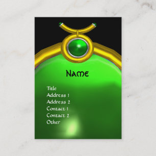 TAURUS GULD ZODIAC MONOGRAM GRÖNT EMERALD Black Visitkort