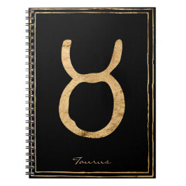 Taurus hammered gold stylized astrology symbol  anteckningsbok