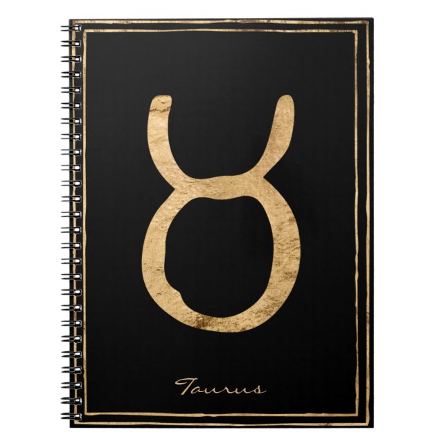 Taurus hammered gold stylized astrology symbol  anteckningsbok (Framsidan)