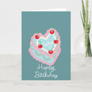 Taurus Heart Cake Grattis på födelsedagen Kort
