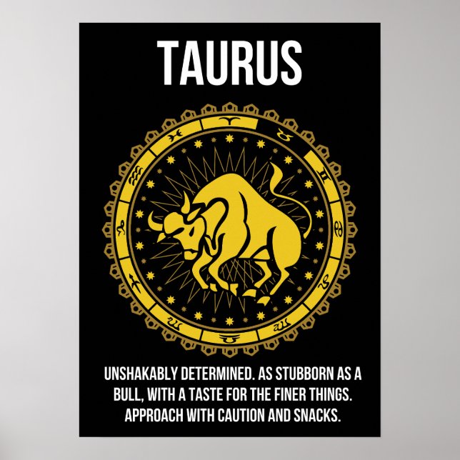 Taurus - Horoscope, Funny Zodiac Sign Humor Poster (Framsidan)