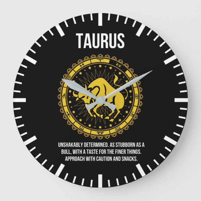 Taurus - Horoscope, Funny Zodiac Sign Humor Stor Klocka (Framsida)