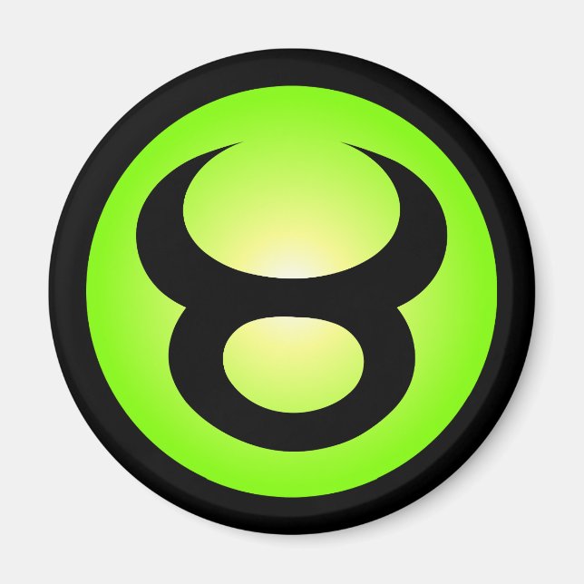 Taurus Horoscope Sign Sunny Grönt Magnet (Framsidan)