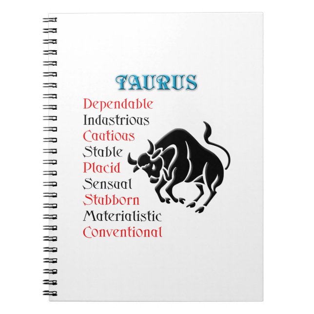 Taurus Horoscope Zodiac-tecken Anteckningsbok (Framsidan)