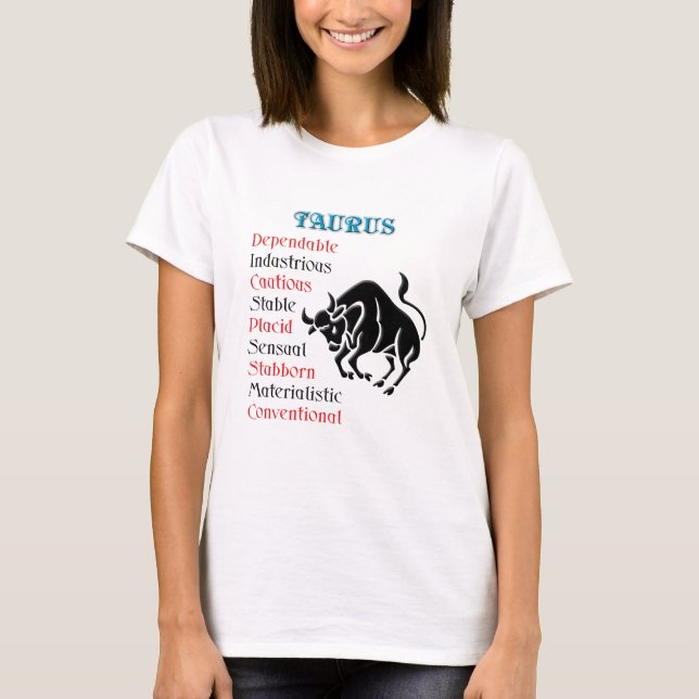 Taurus Horoscope Zodiac-tecken T Shirt (Framsida)