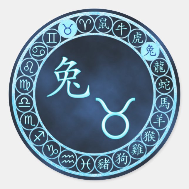 Taurus/kanin Runt Klistermärke (Framsida)