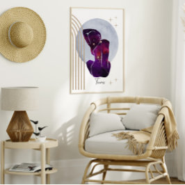 Taurus Lila Guld Feminine Zodiac Design Poster