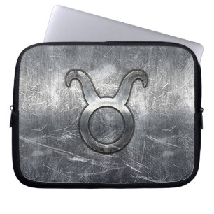 Taurus Logga in Silver Grunge Distress Stil Laptop Sleeve