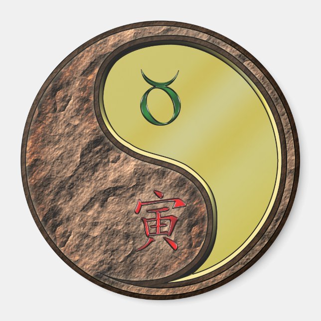 Taurus & Metalliska Tigern Magnet (Framsidan)