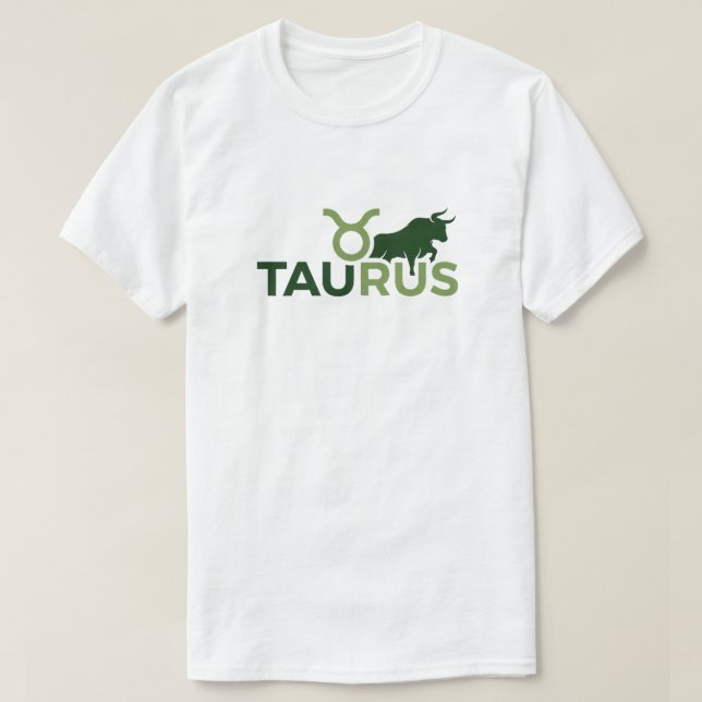 Taurus Modern Överlappande Typsnitt Zodiakus Grafi T Shirt (Design framsida)