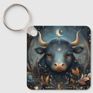 Taurus Oxe Zodiak Astrologi Celestial Födelsedag Nyckelring