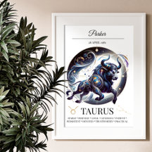 Taurus Personlig Elegant Zodiac Watercolor
