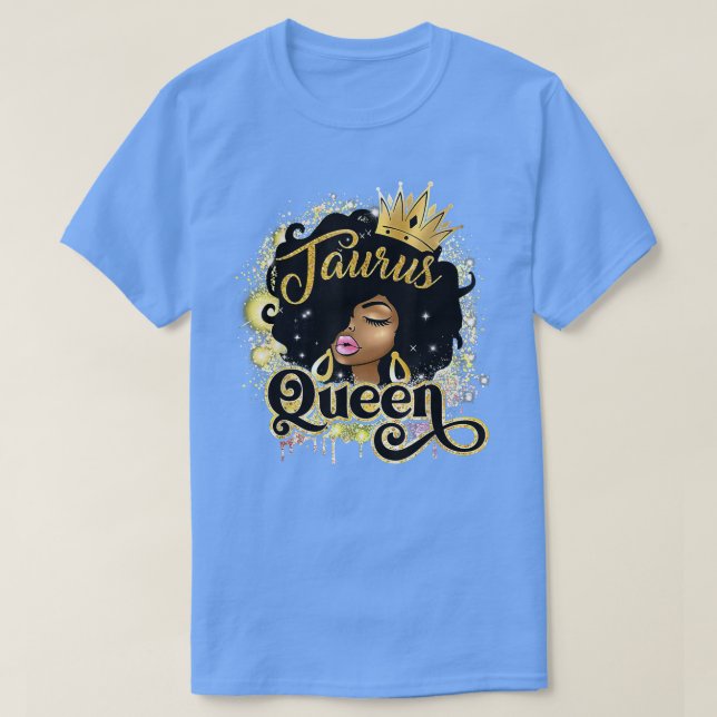 Taurus Queen Afro Girl Zodiac Signs Birthday Gift T Shirt (Design framsida)