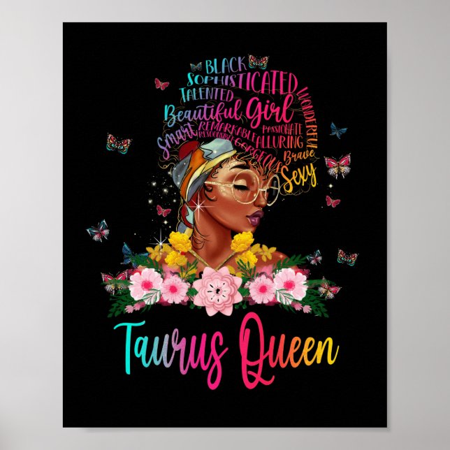 Taurus Queen Black Women Persistsistent Vacker Poster (Framsidan)