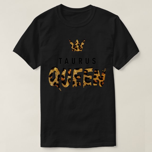 Taurus Queen Leopard Cheetah Mönster Astrology Bi T Shirt (Design framsida)