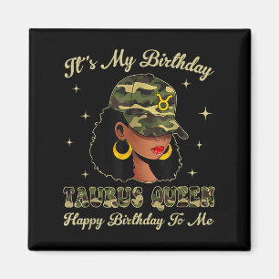 Taurus Queen Locd Black Woman Camo Cap Zodiac-teck Magnet
