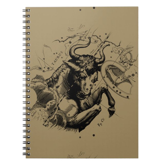 Taurus Sign Constellation Hevelius circa 1690 Anteckningsbok Med Spiral (Framsidan)