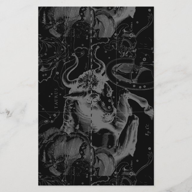 Taurus Sign Constellation Hevelius circa 1690 Brevpapper (Framsida)