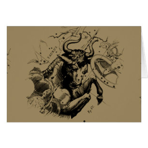 Taurus Sign Constellation Hevelius circa 1690 Hälsningskort