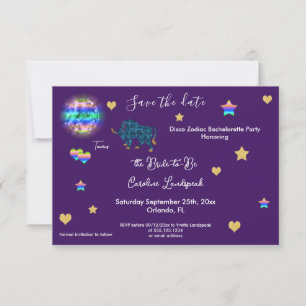 Taurus Sign & Disco Boll Bachelorette Party Spara Datumet