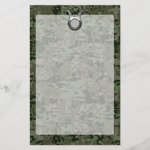 Taurus Sign on Woodland Grönt Digital Camouflage Brevpapper