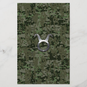 Taurus Sign on Woodland Grönt Digital Camouflage Brevpapper