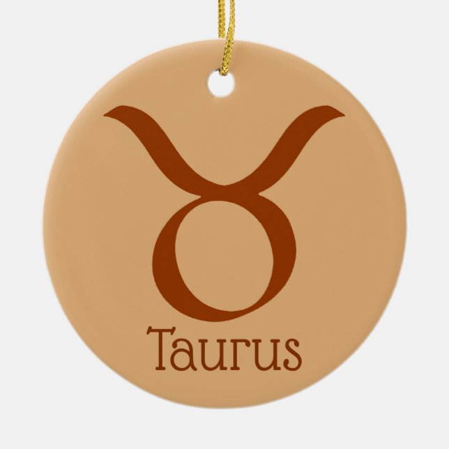 Taurus Sol-tecken Zodiac-symbol Julgransprydnad Keramik (Framsidan)